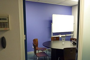 Suite 301c Meeting Room, showing alarm keypad, prox reader & glass partitioning.